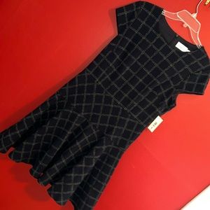 NWT Eliza J Navy & Gray Plaid Fit & Flare Dress